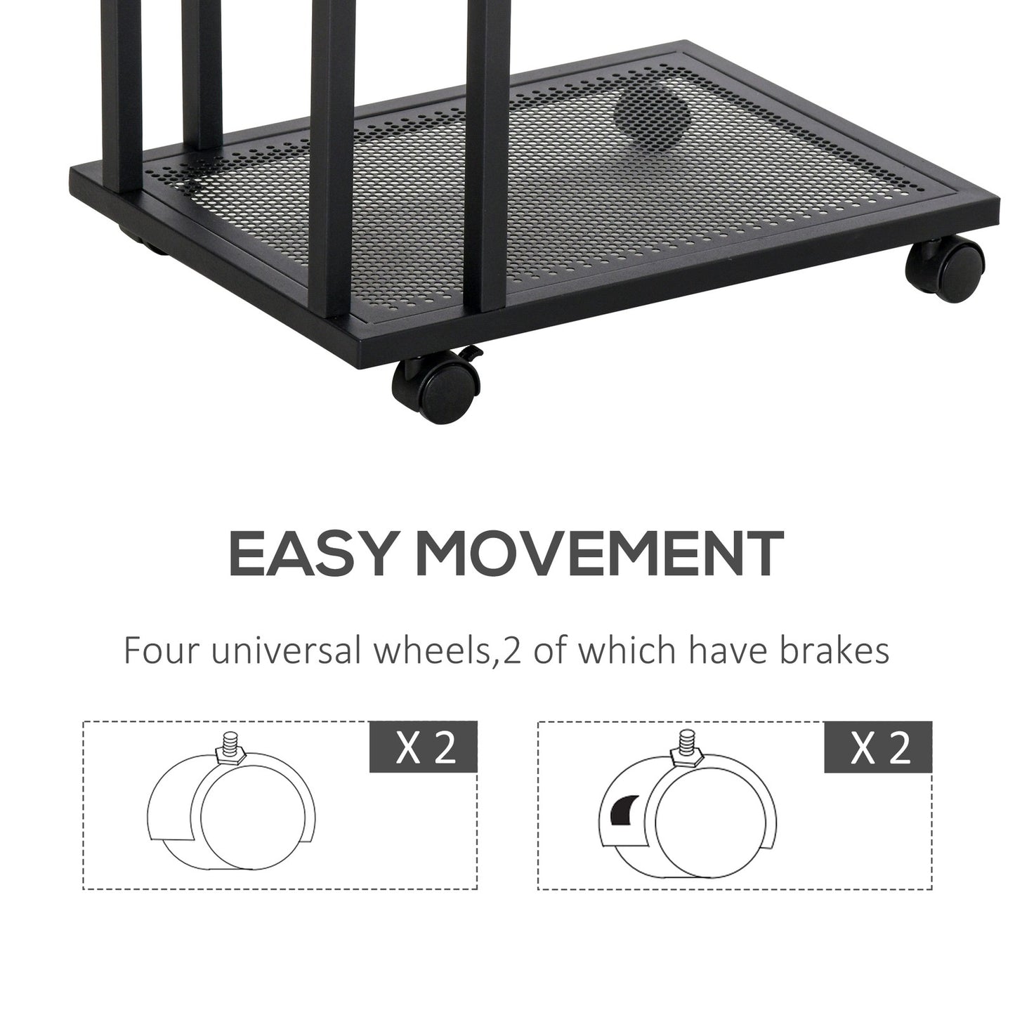 Mobile Sofa Side End Coffee C Table Laptop Stand Rolling Castors Storage Trolly