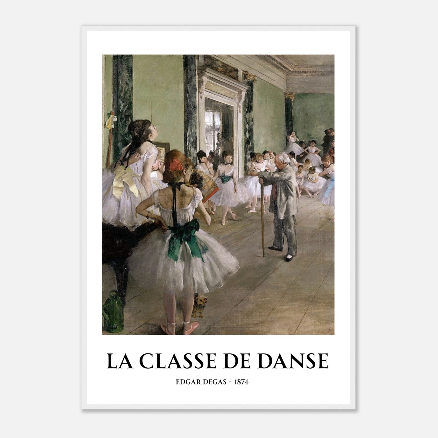 Framed La Classe de Danse ballet art print by Edgar Degas featuring Impressionist dancers in rehearsal scene