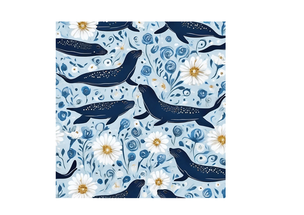 Whimsical Seal and Daisy Framed Poster