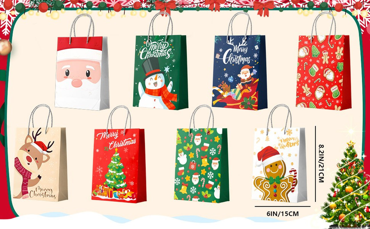 24 Christmas Gift Bags with Handles Kids Novelty Present Paper Party Loot Bag