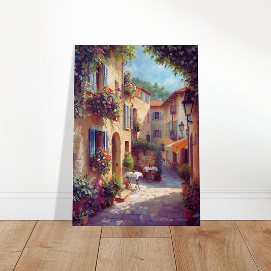 colourful french alley wall art on floor display