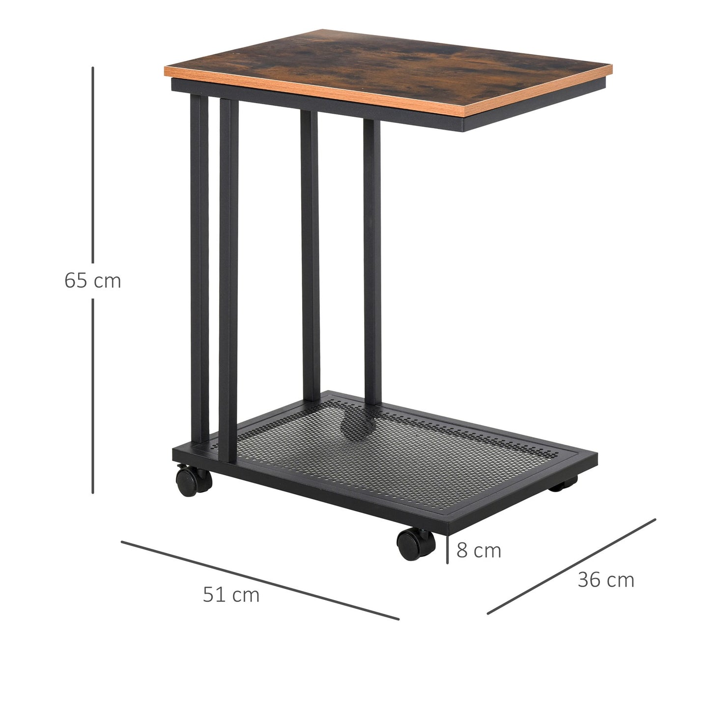 Mobile Sofa Side End Coffee C Table Laptop Stand Rolling Castors Storage Trolly