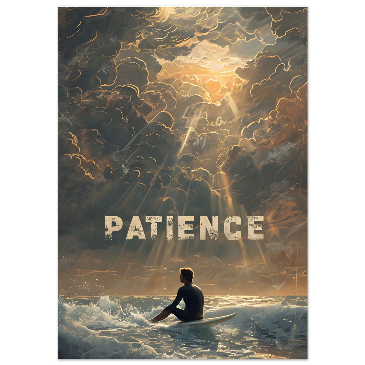 Patience Surfing Poster – Motivational Ocean Wall Art