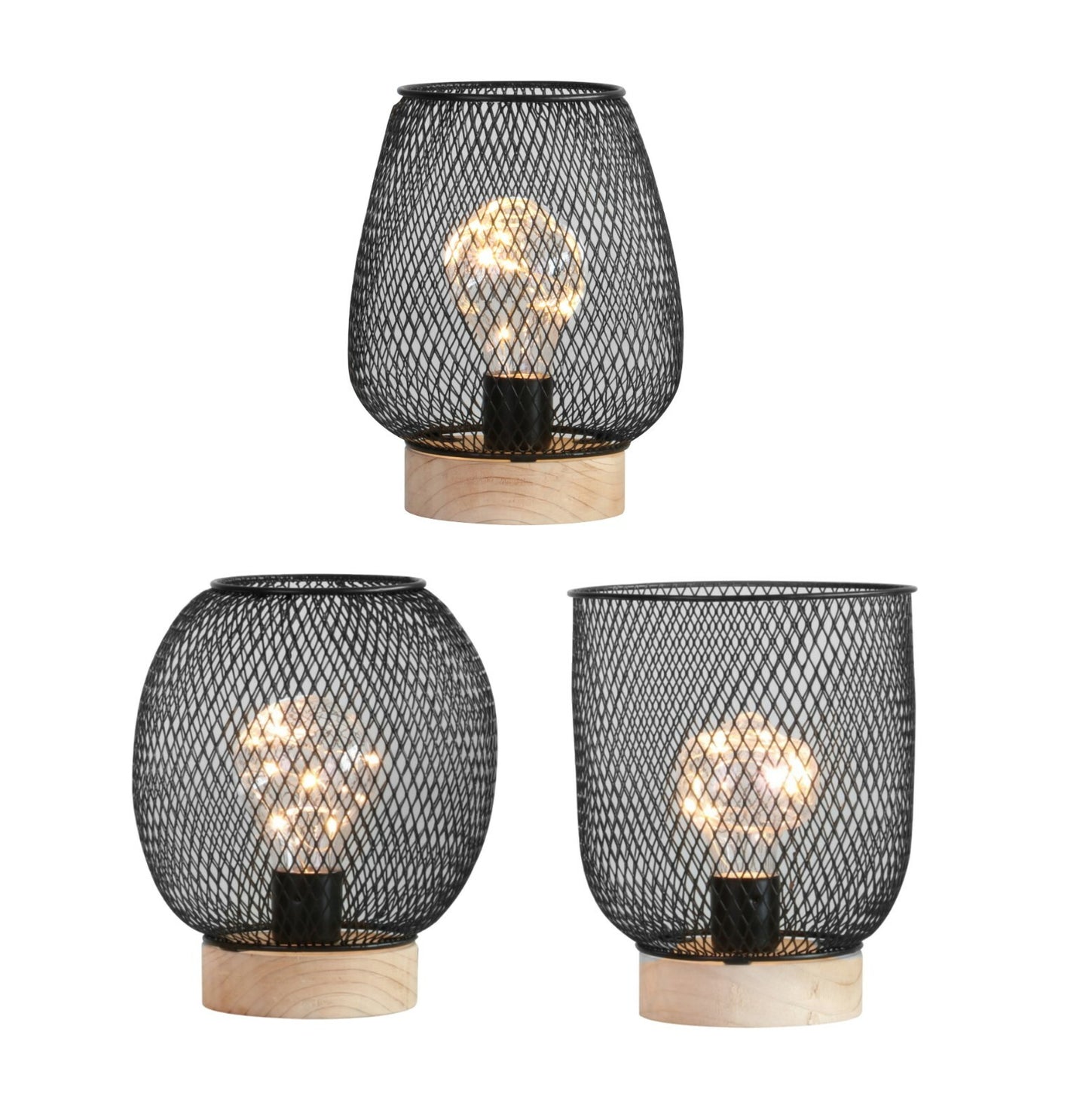 Battery Operated LED Desk Lamp Industrial Retro Light up Bedside Lantern Home