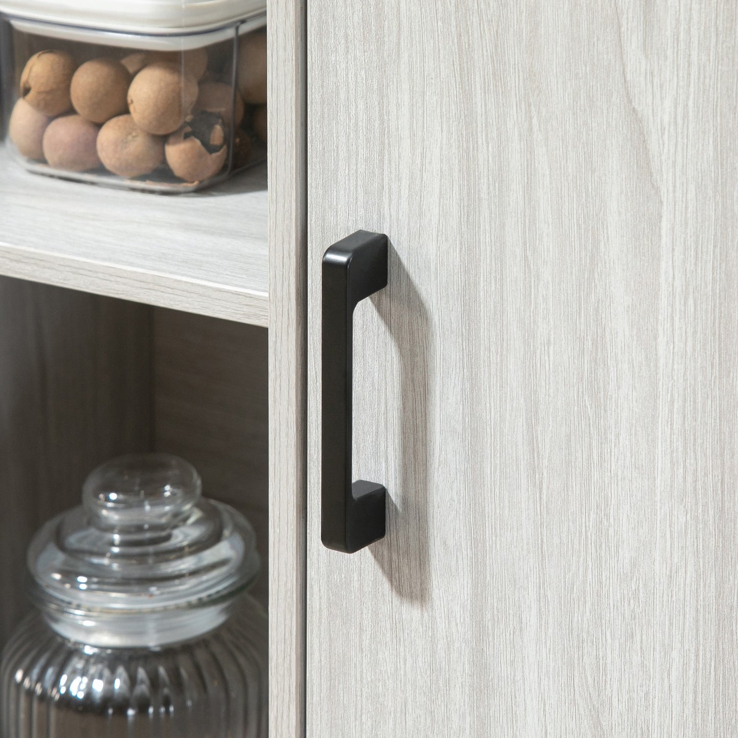 Modern Sideboard, Storage Cabinet with Adjustable Shelves Steel Frame Light Grey