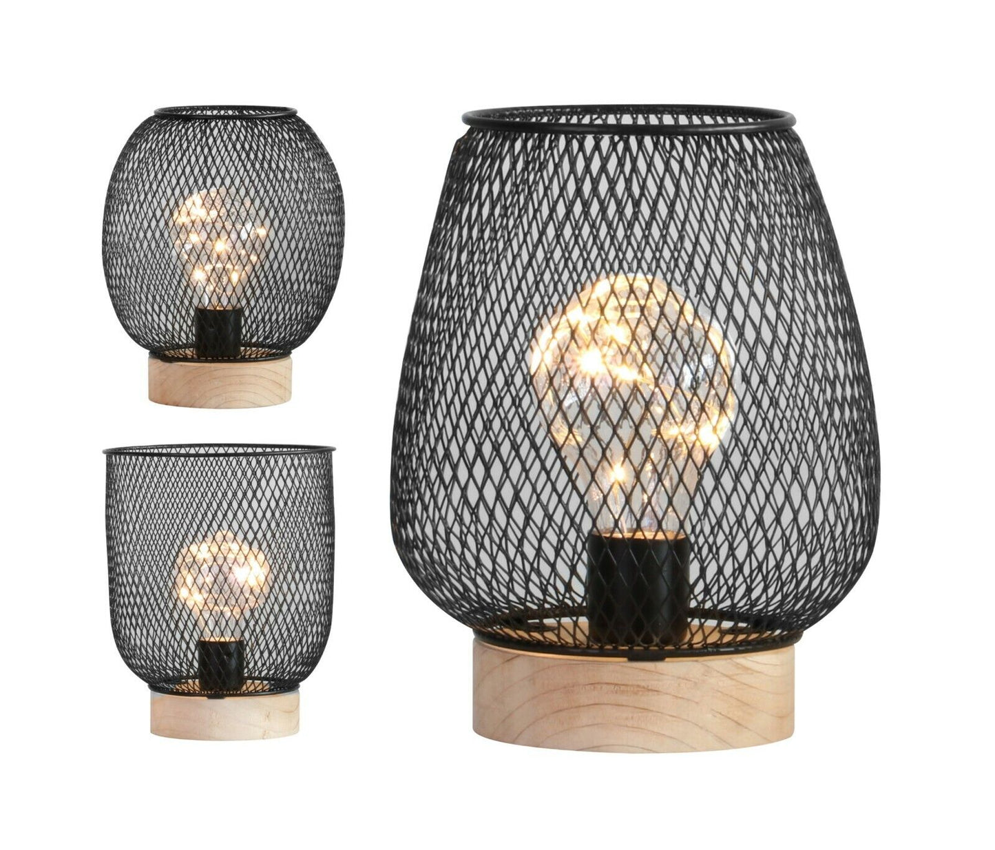 Battery Operated LED Desk Lamp Industrial Retro Light up Bedside Lantern Home