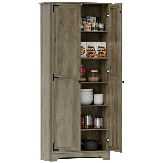 Farmhouse Kitchen Cupboard, Kitchen Cabinet, Grey Wood-Effect