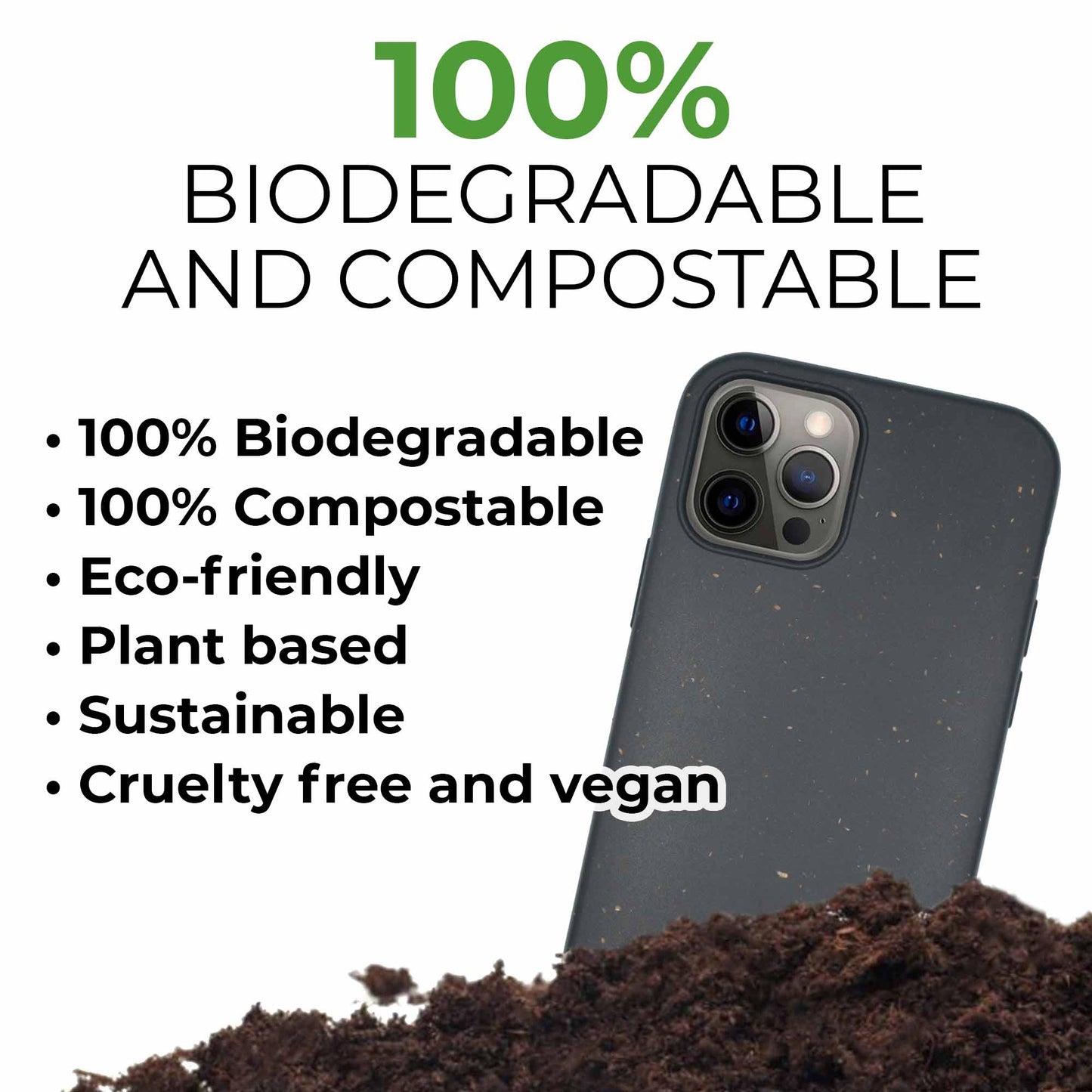 Biodegradable Personalized Phone Case – Custom Eco-Friendly iPhone Cover – Black