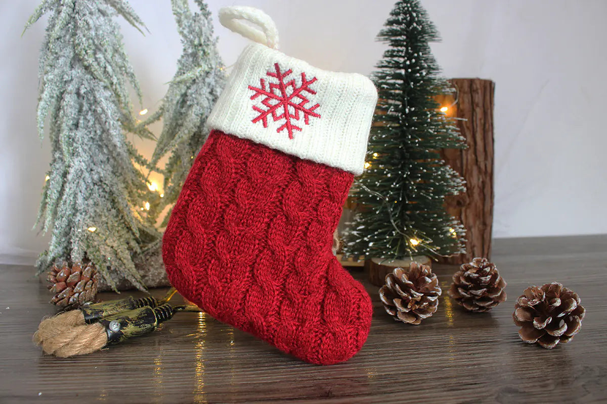 Knitted Christmas Stocking with Letter Design