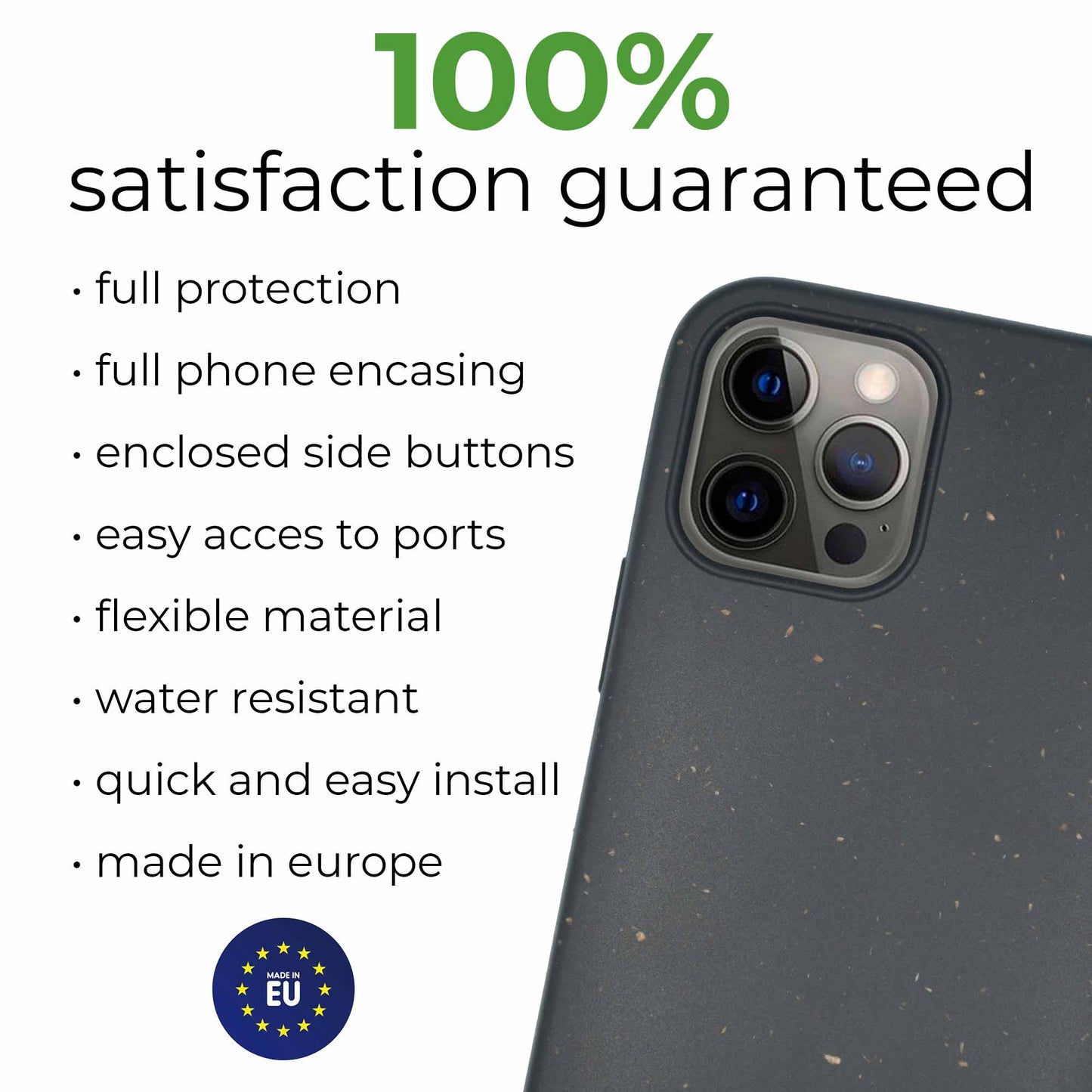 Biodegradable Personalized Phone Case – Custom Eco-Friendly iPhone Cover – Black