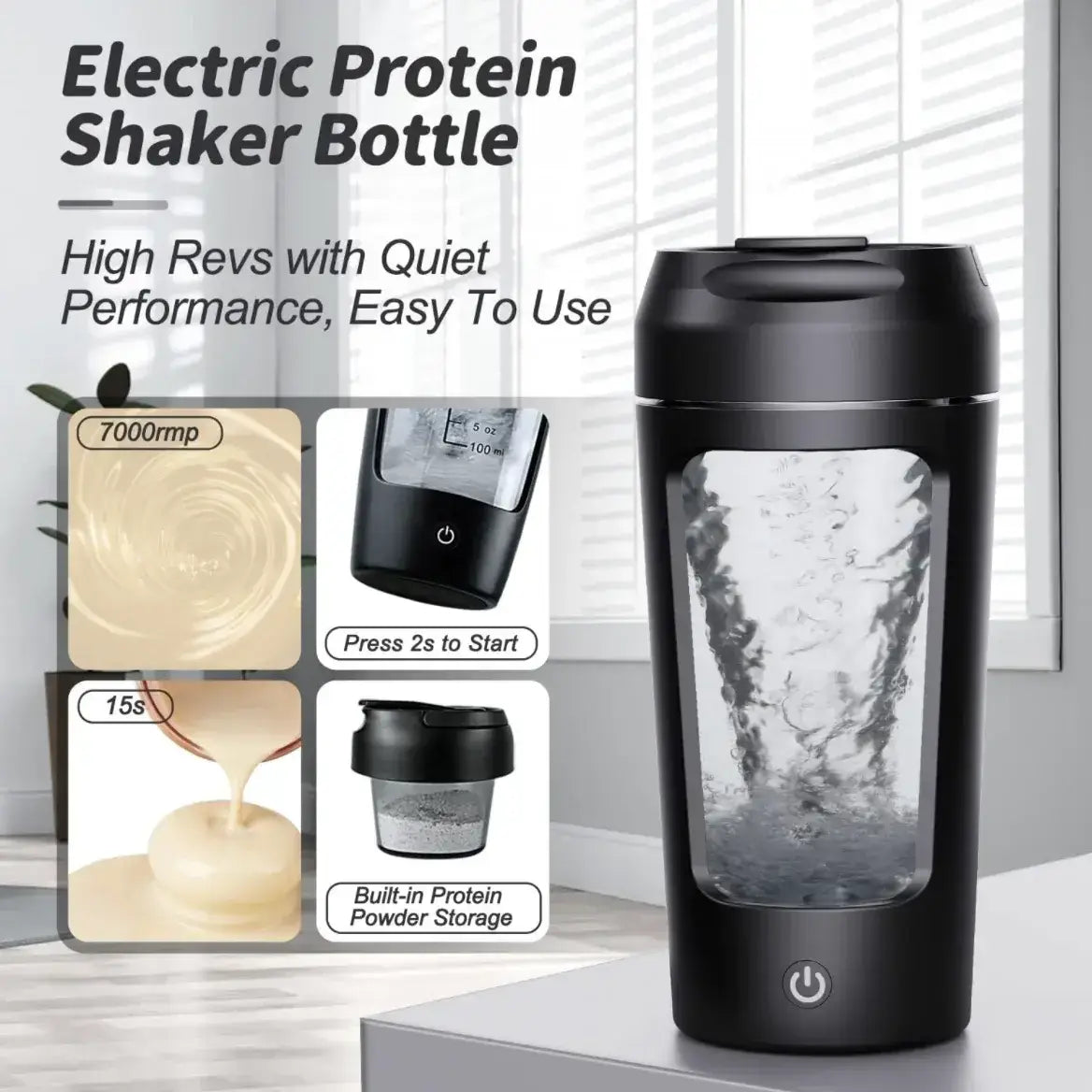 Electric Protein Shaker Bottle Portable USB Blender Cup for Gym, Fitness, and Supplements
