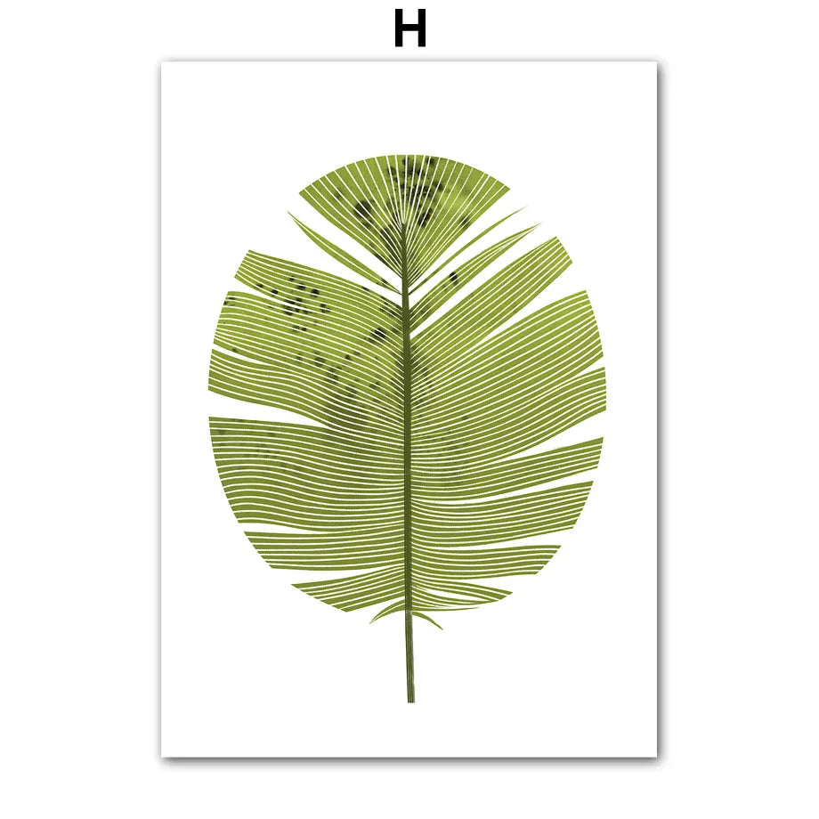 Green leaf design on a white background