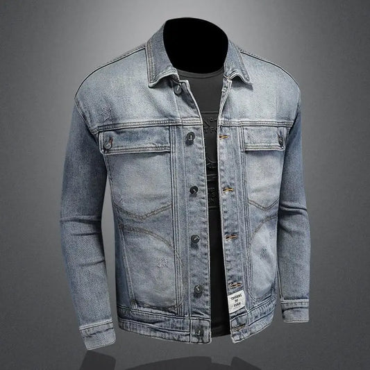 Denim jacket on a gray background