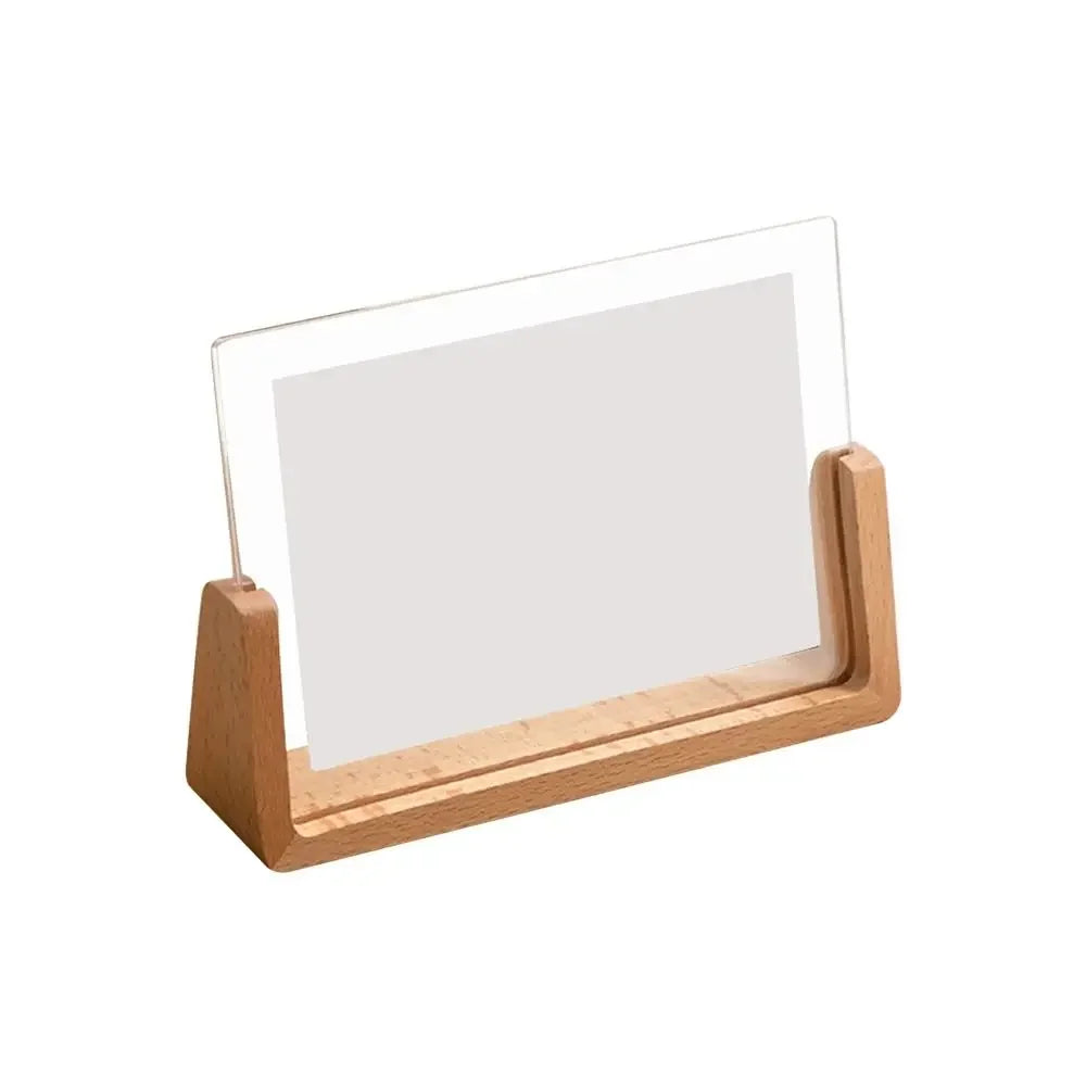 Wooden photo frame with clear acrylic front on a white background