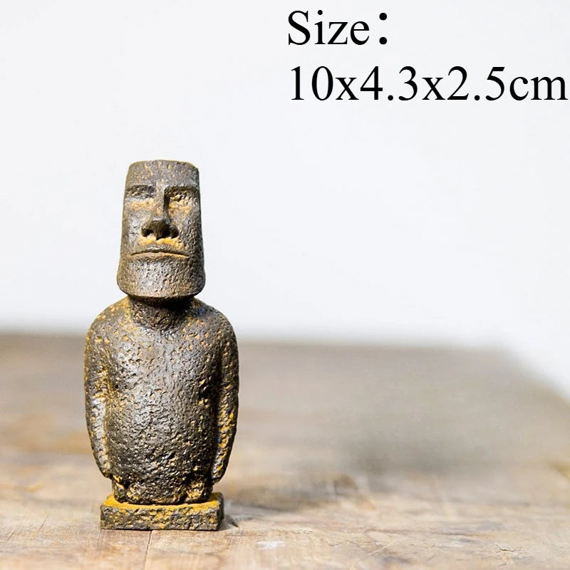 Small Moai-inspired resin ornament with dimensions