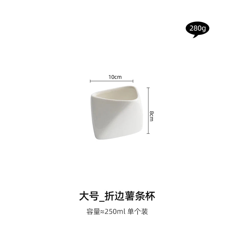 Ceramic French Fry Snack Bowl – Modern Fries & Dip Serving Dish