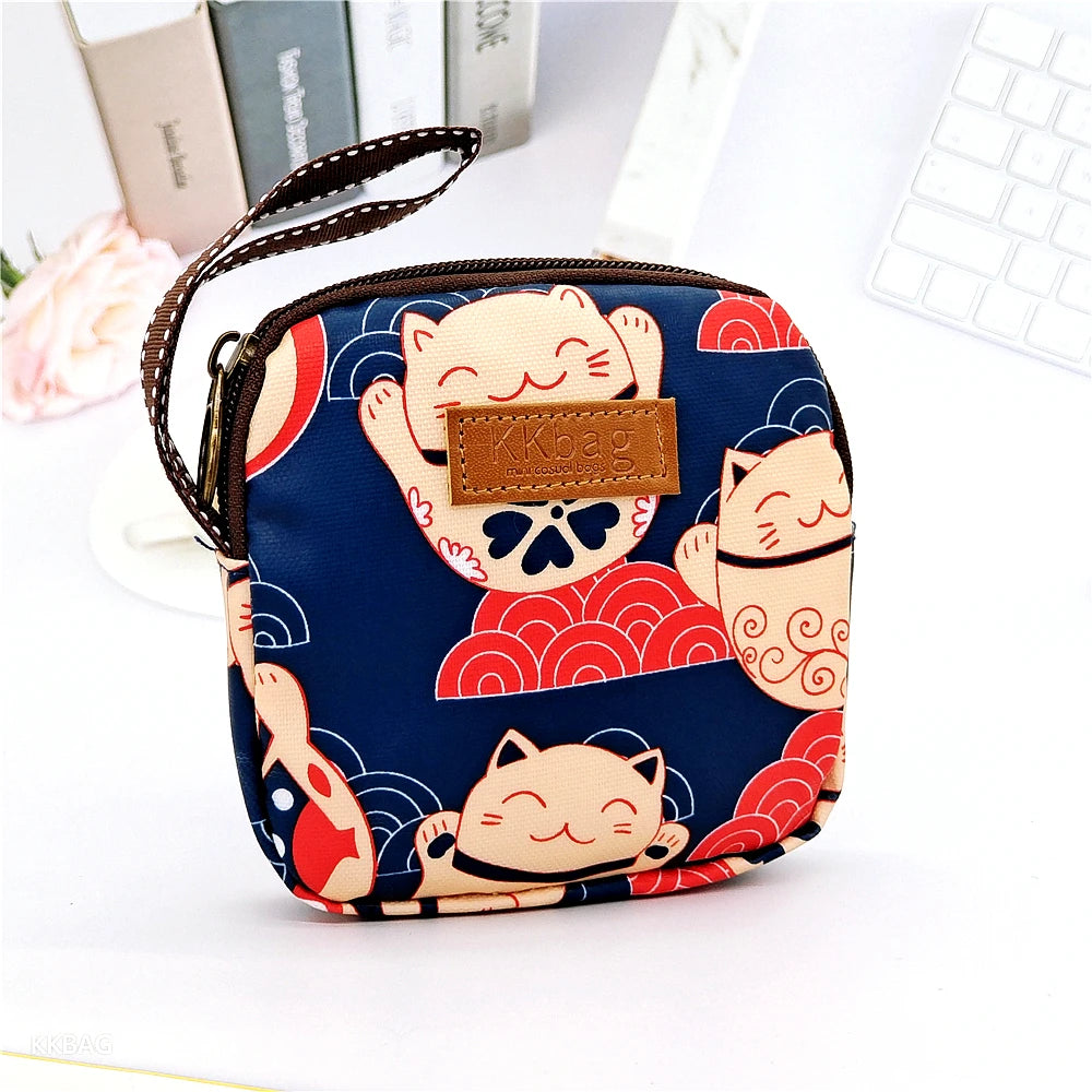 Small pouch with cat design on a white background