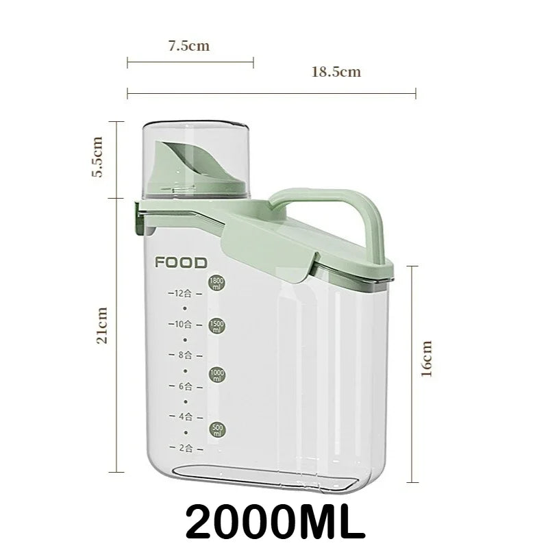 Airtight Food Storage Container – Moisture-Proof Kitchen Jar for Grains, Snacks & Pet Food – Transparent BPA-Free Dispenser (1600ml–2800ml)