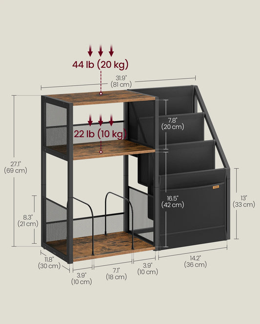 Record Player Furniture with dimensions and weight indicators on a light gray background
