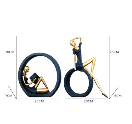 Modern Resin Reading Girl Sculpture – Nordic Figurine Home & Office Décor