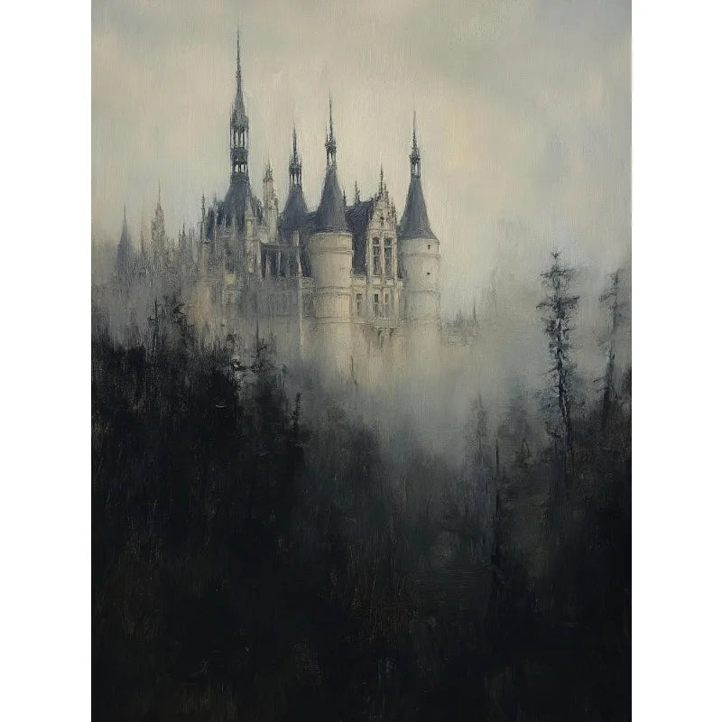 Vintage Gothic Castle Wall Art – Classical Still Life & Atmospheric Canvas Print
