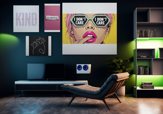 Bold Attitude Art Print | "I Don't Care" Motivational Poster | Unique Wall Decor Gift