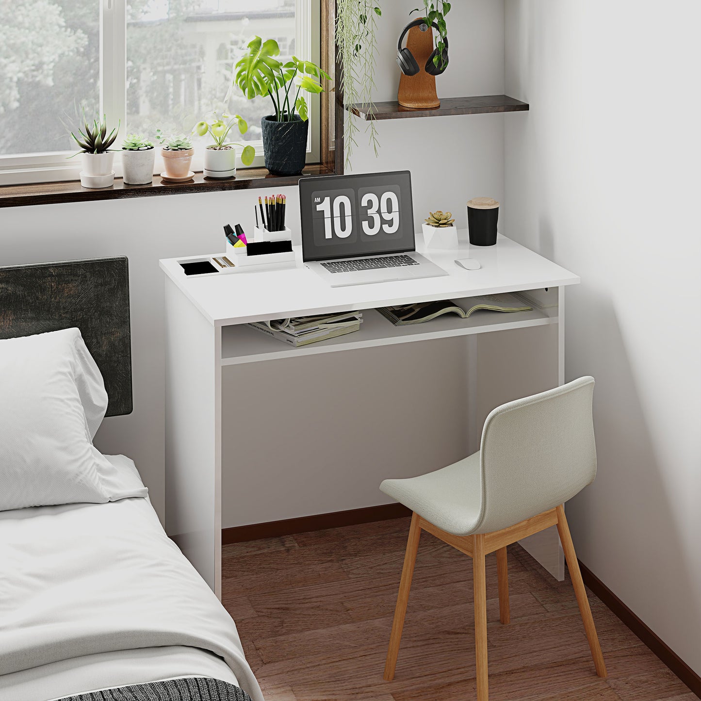 Writing Desk Laptop Table Workstation with Shelf Home Office