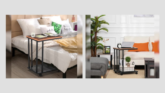 Mobile Sofa Side End Coffee C Table Laptop Stand Rolling Castors Storage Trolly