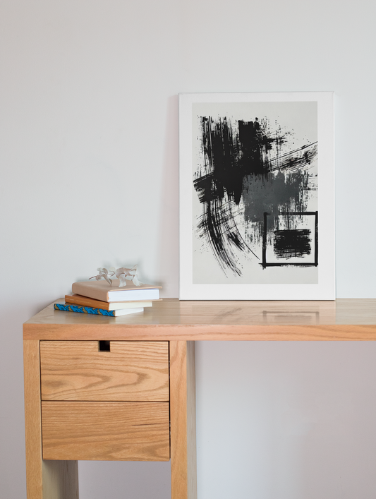 Bold Black Brushstroke Canvas – Minimal Abstract Wall Art | Modern Monochrome Decor