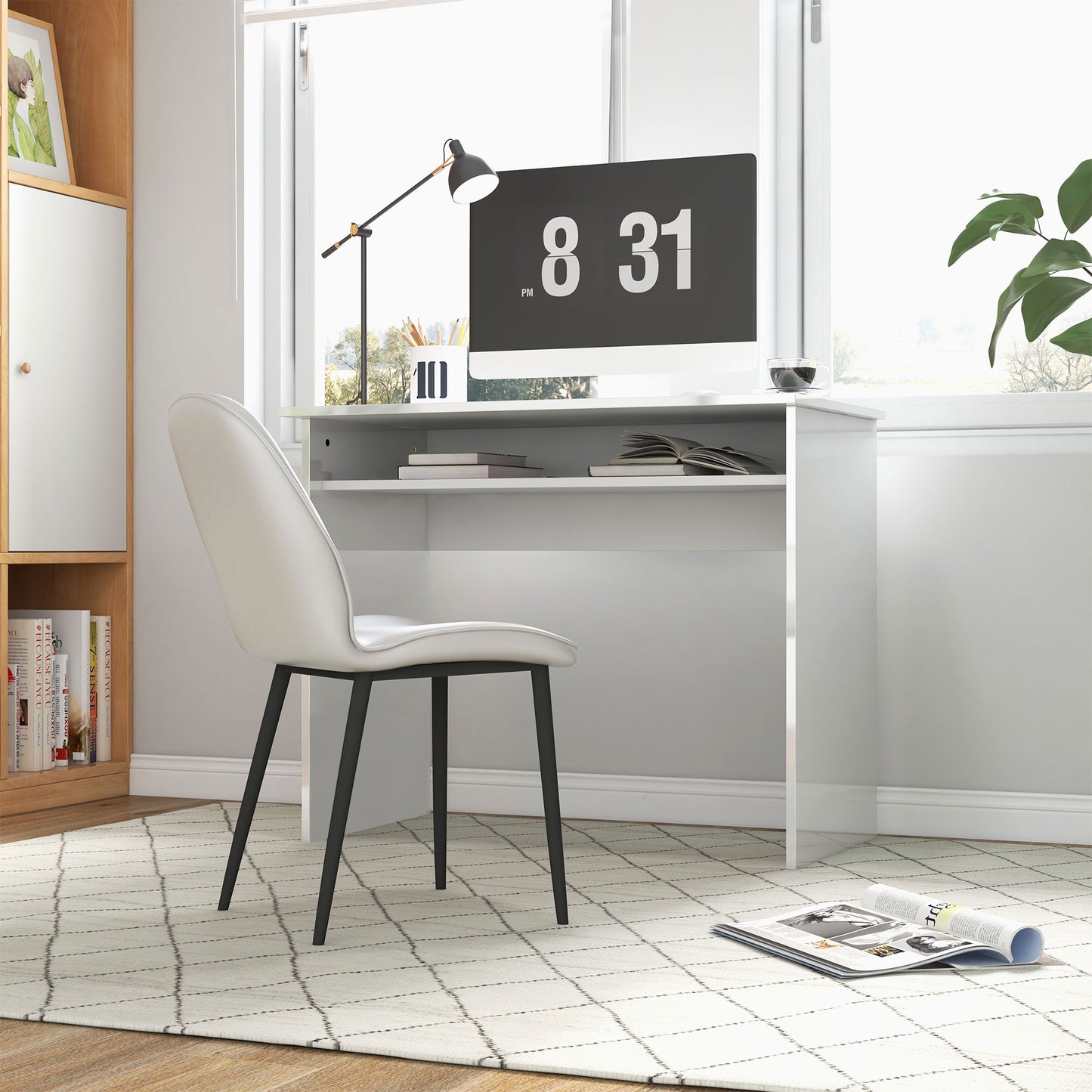 Writing Desk Laptop Table Workstation with Shelf Home Office
