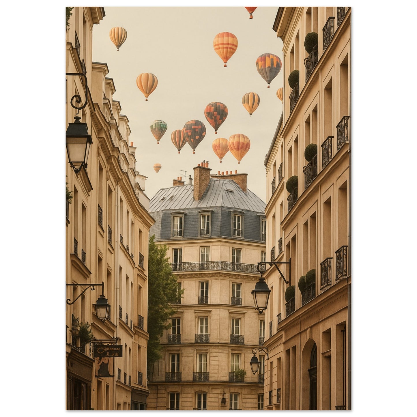 Hot Air Balloons Over Montmartre, Paris – Stunning Art Poster