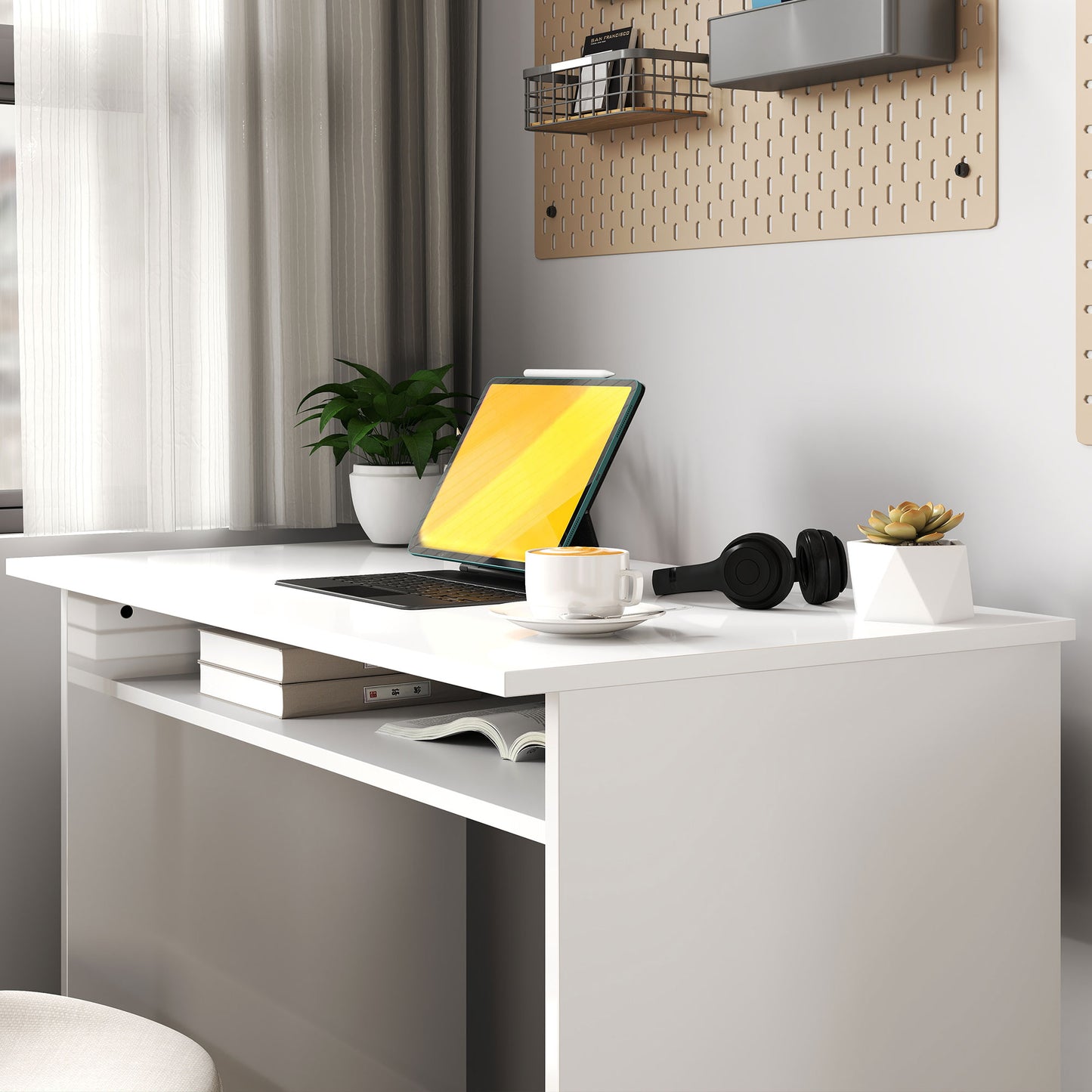 Writing Desk Laptop Table Workstation with Shelf Home Office