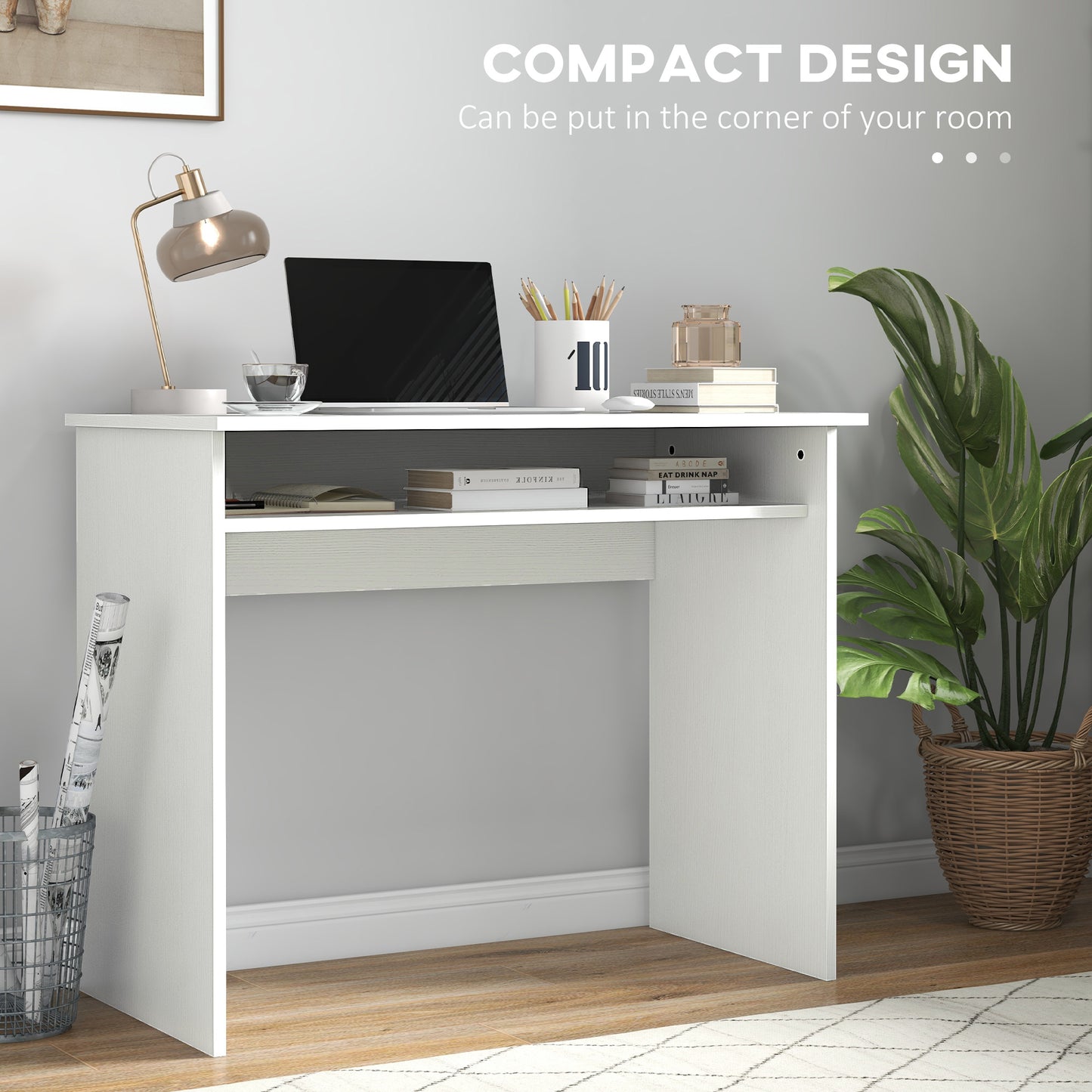 Writing Desk Laptop Table Workstation with Shelf Home Office