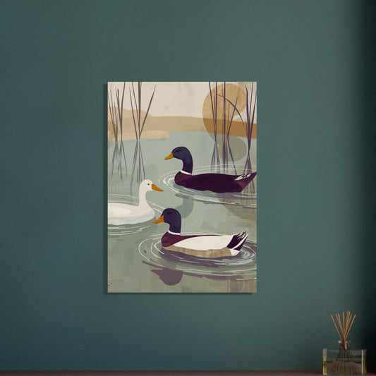 duck wall art on green feature wall