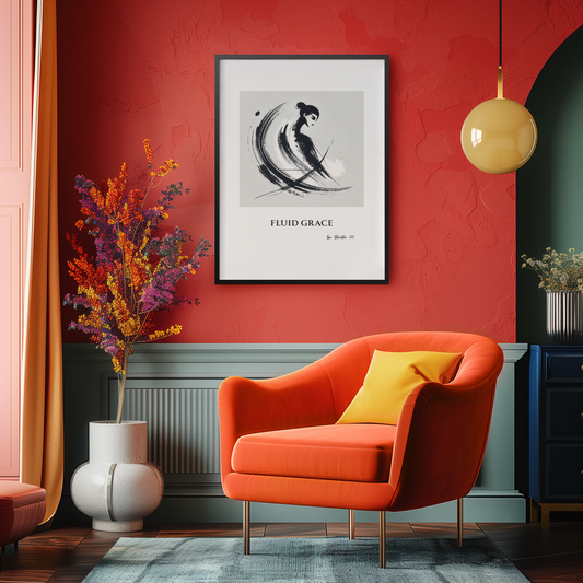 Fluid Grace – Minimalist Ink Brush Stroke Poster | Modern Abstract Wall Art