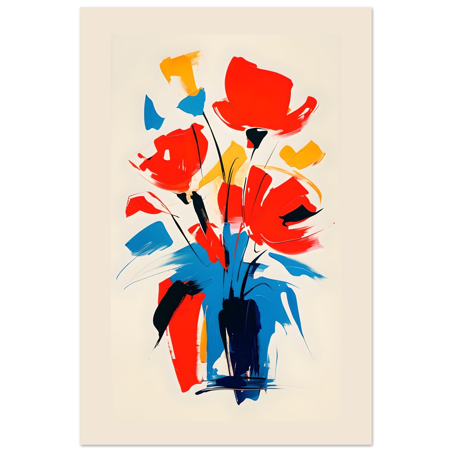 Vibrant Abstract Floral Poster - Colorful Flower Wall Art Print for Home Décor