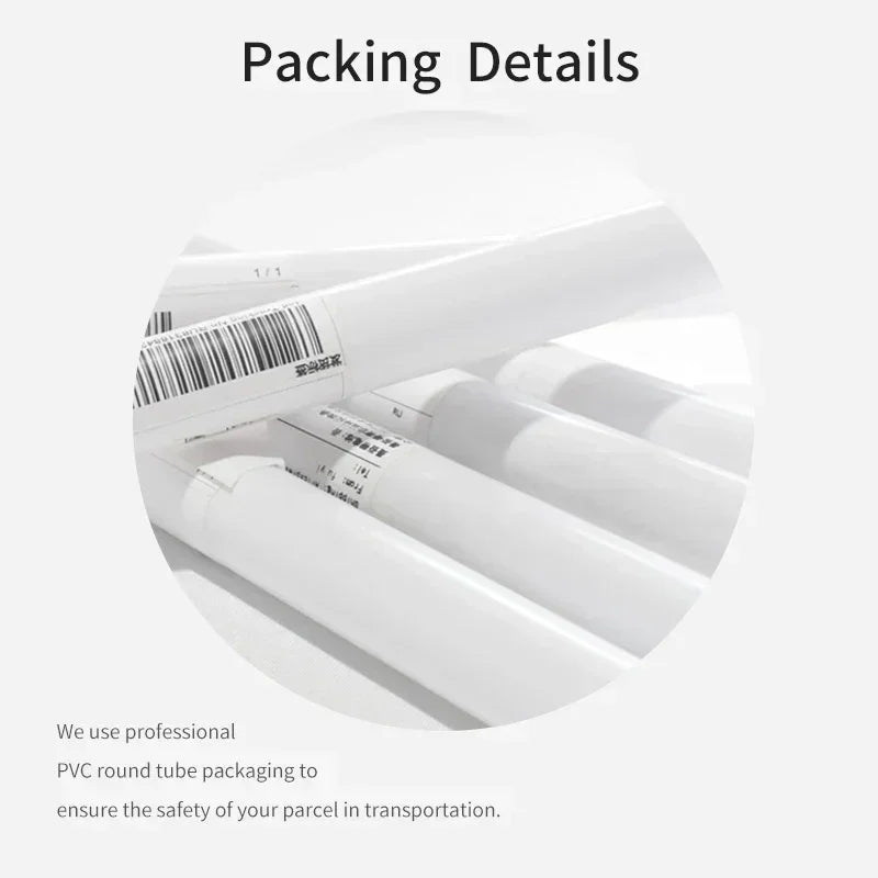 PVC round tube packaging with a barcode label on a white background