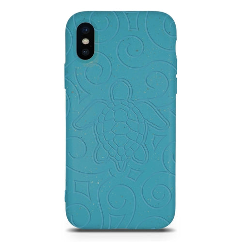 Blue phone case with turtle design on a white background