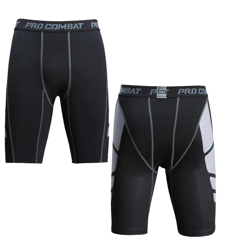 Two pairs of Pro Combat compression shorts on a white background
