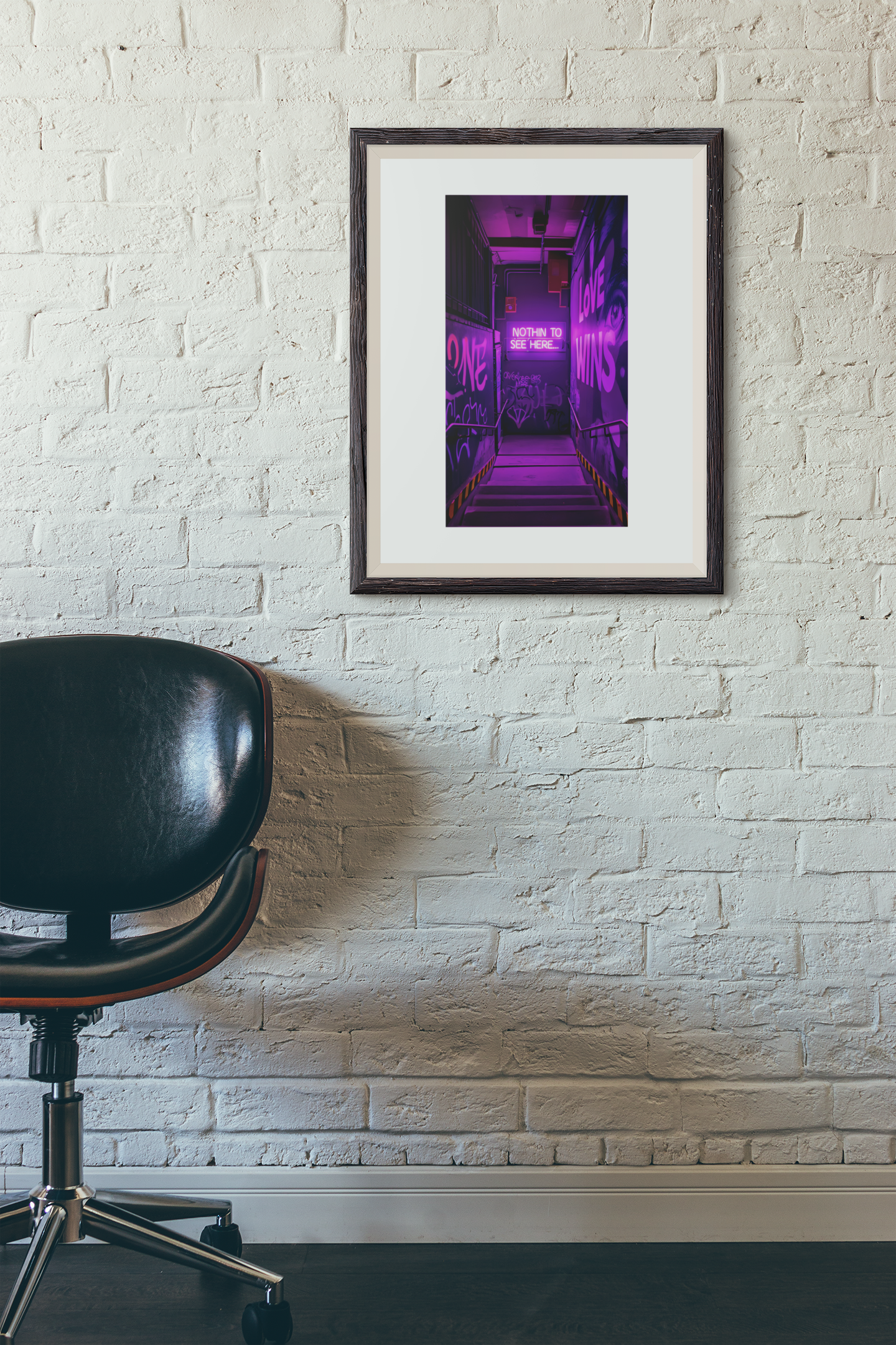 Neon Alleyway Graffiti Art Poster - Bold Urban Wall Art for Modern Spaces