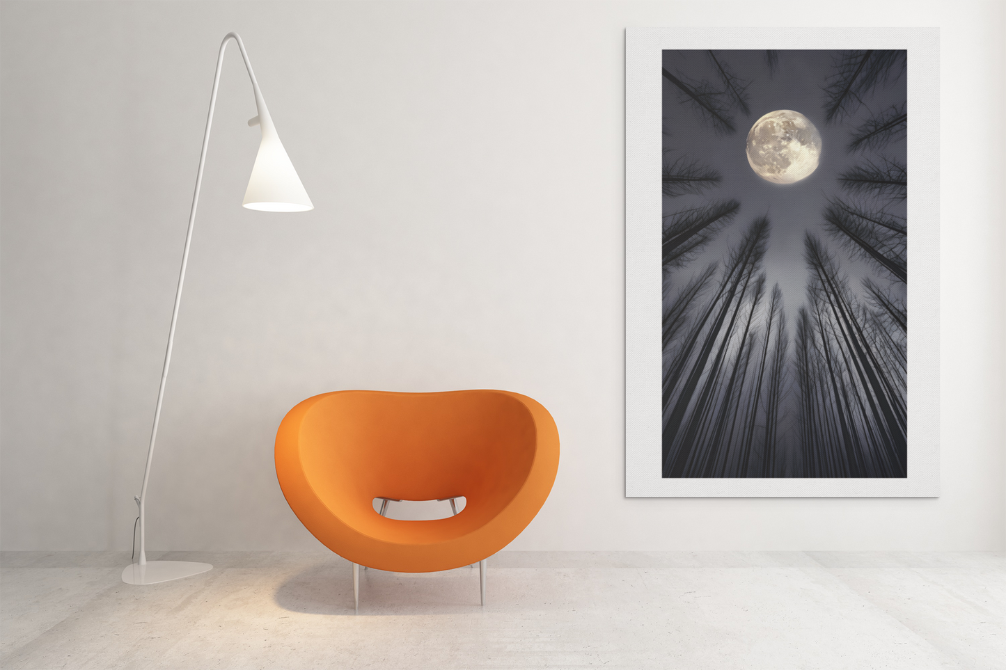 Ethereal Night Landscape Canvas – Glowing Moon & Forest Scene