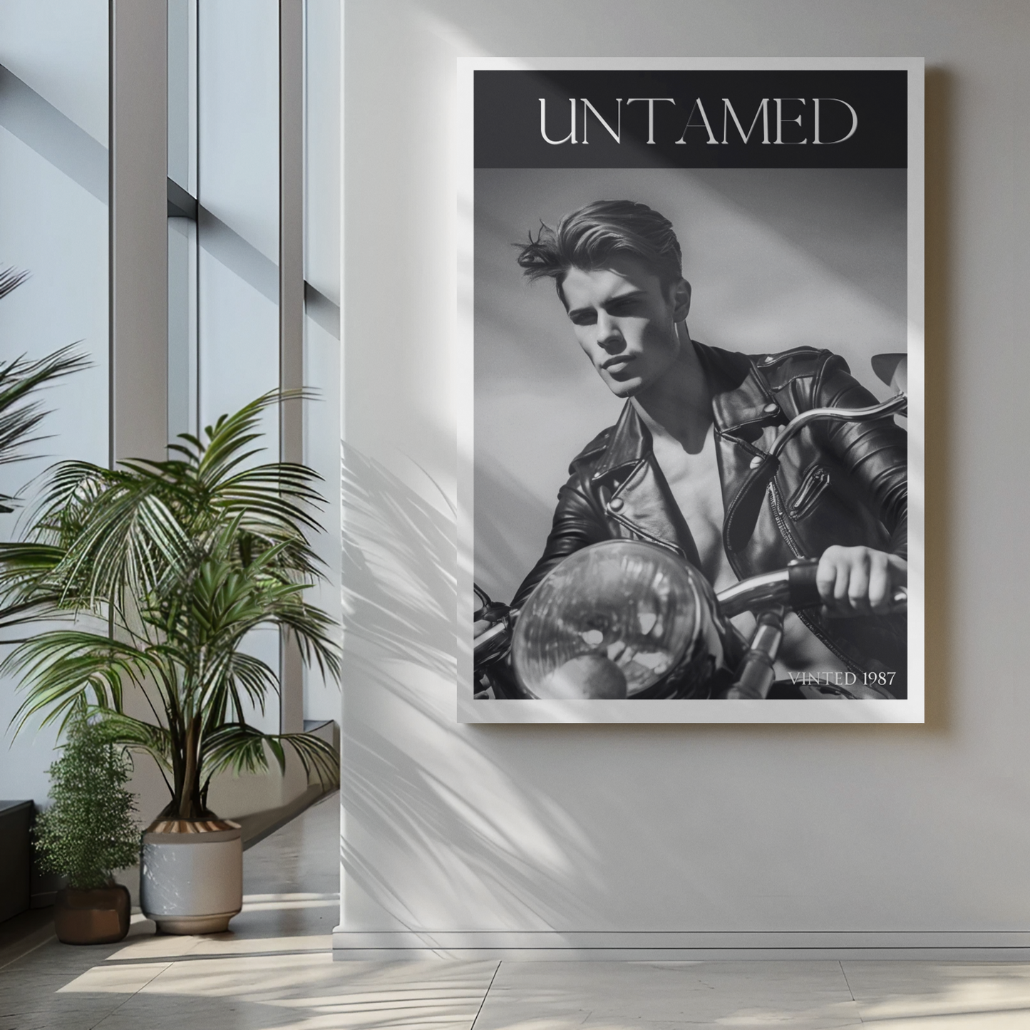 Untamed Retro Motorcycle Poster - Black & White Wall Art for Cool Spaces