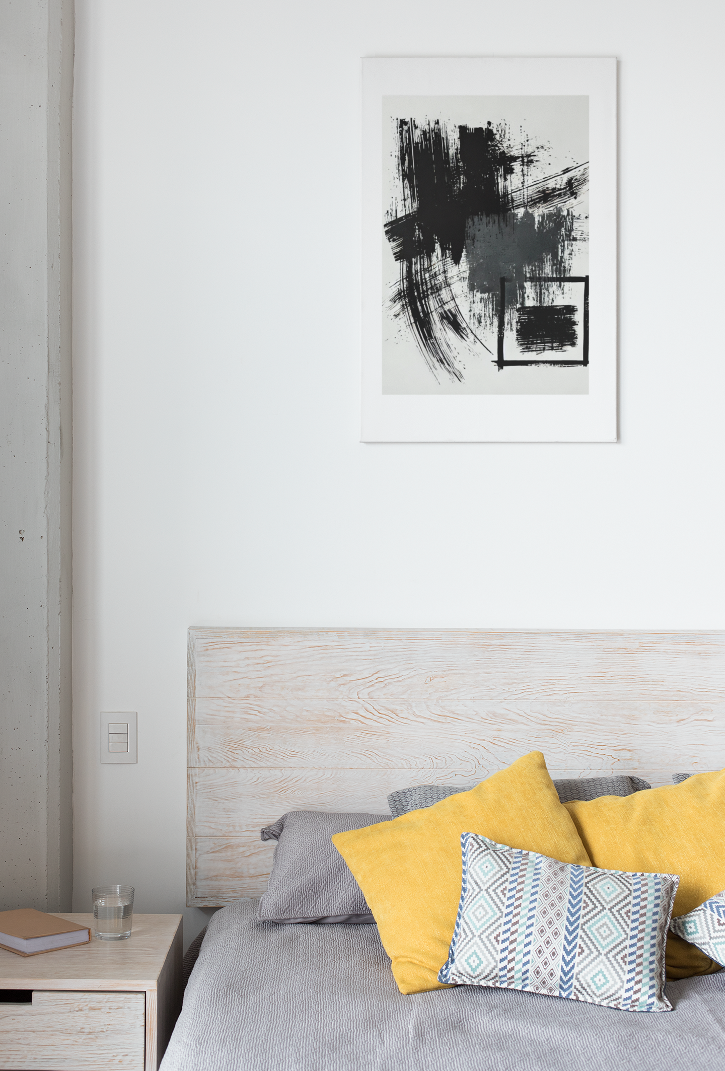 Bold Black Brushstroke Canvas – Minimal Abstract Wall Art | Modern Monochrome Decor