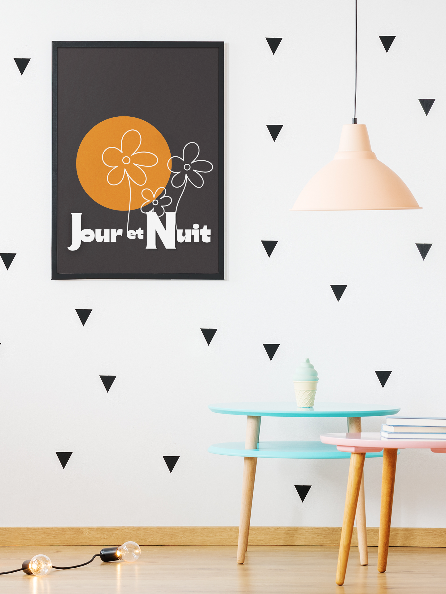 Day & Night Modern Boho Wall Art - Framed Poster, Ready to Hang - Bohemian Decor Gift