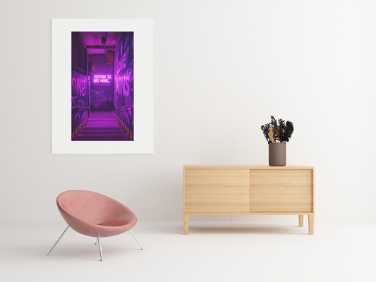 Neon Alleyway Graffiti Art Poster - Bold Urban Wall Art for Modern Spaces