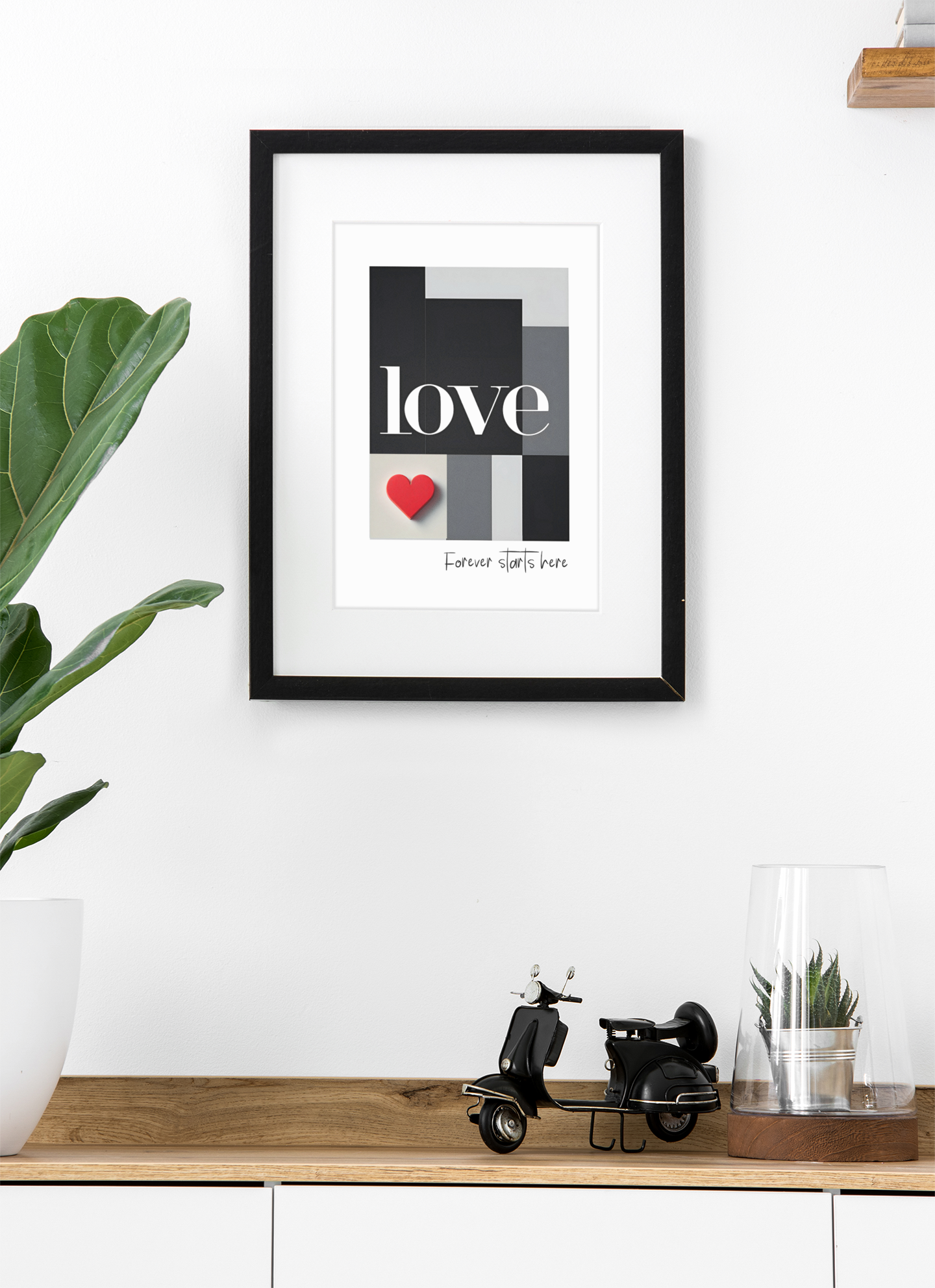 Forever Starts Here Love Poster – Minimalist Romantic Wall Art