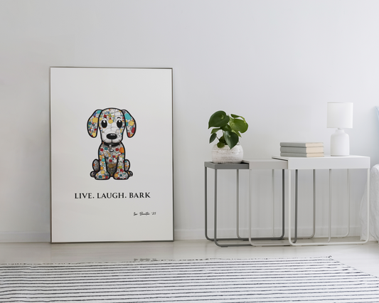 Mosaic Dog Art Print – Colorful Abstract Pet Poster | Stained Glass Inspired