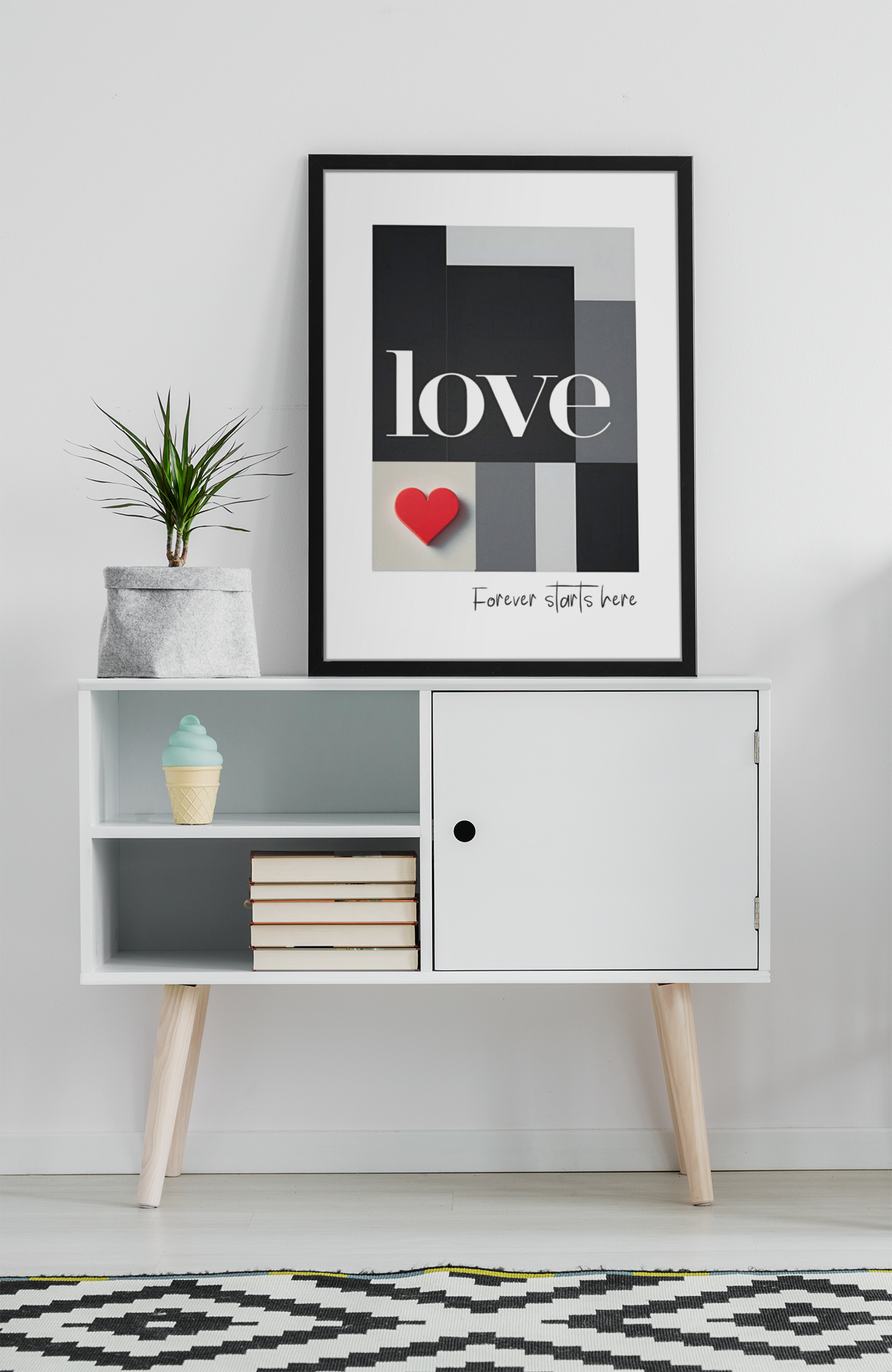 Forever Starts Here Love Poster – Minimalist Romantic Wall Art