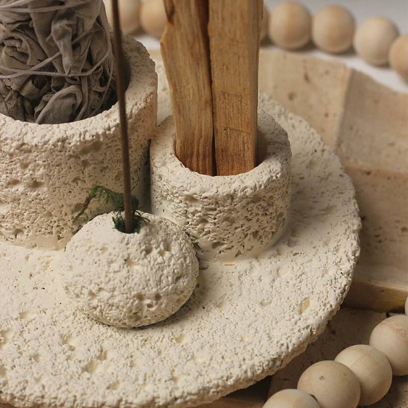 Handmade Retro Ceramic Candle Holder. Unique Design with Ring-Shape Handles, Perfect for Home Decor