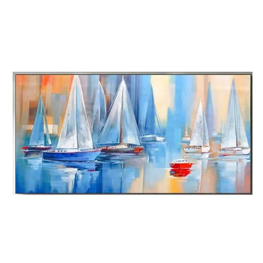 Vibrant sailboat ocean print Scandinavian style for living room